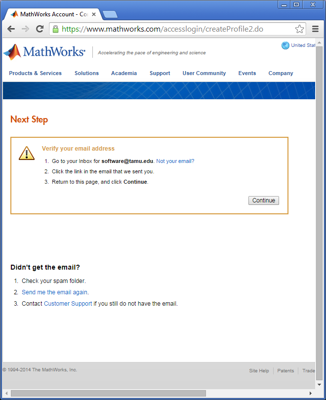 Matlab registration page 3 verification