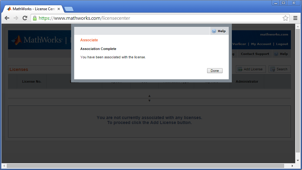 Matlab License Center 4 Activation key successful